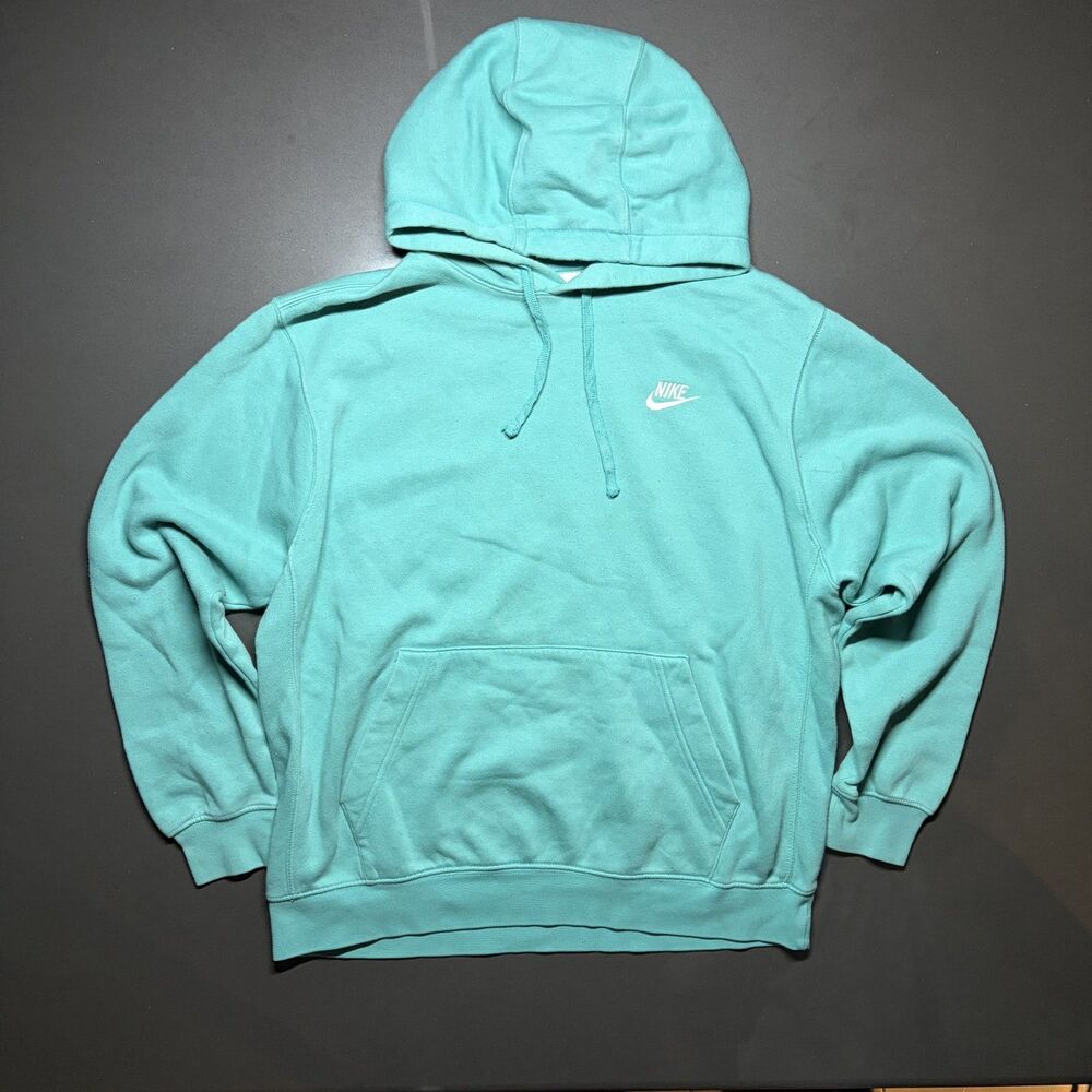 Size L - Nike Men’s Teal Aqua Pullover Hoodie Swoosh Sweatshirt